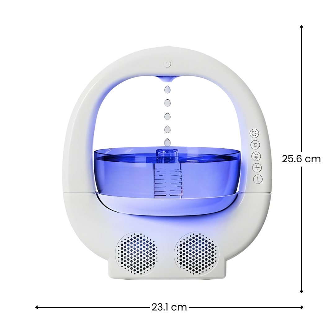 Umidificator 4-în-1 cu Picătură Anti-Gravitație, LED Ambiental & Boxă Bluetooth + CADOU 6 Esențe Parfumate ZanaCasei.Ro