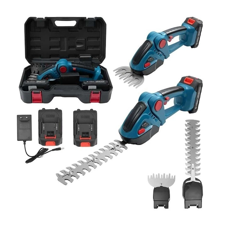Trimmer gard viu si foarfeca pentru iarba 2 in 1, fara fir, 36V, cu 2 baterii, lame interschimbabile si geanta de transport ZanaCasei.Ro