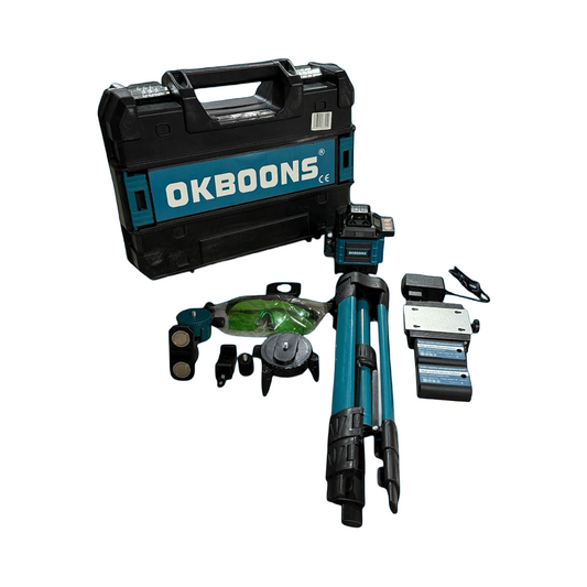 Nivela Laser Profesională 3D, 2 Baterii Li-ion Reîncărcabile, Servietă de Transport, Telecomanda + TREPIED ZanaCasei.Ro