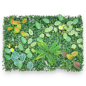 Panou decorativ cu frunze verzi artificiale, paravan tip gard viu, 60 x 40 cm