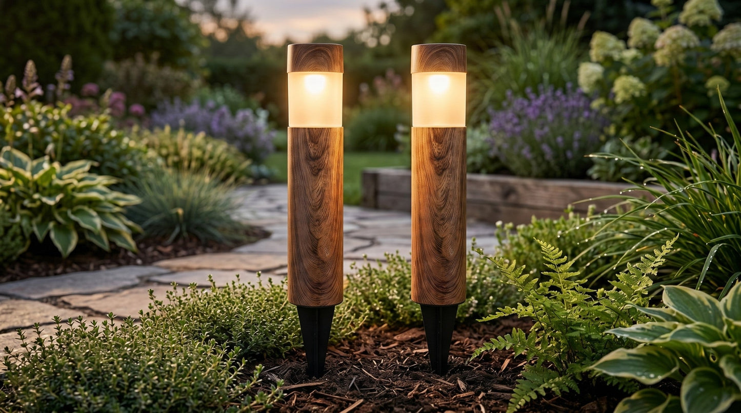 Set 2 Lămpi Solare LED pentru Grădină, Lumină Caldă 1600-2800K, IP44, 6.3 x 38.5 cm ZanaCasei.Ro