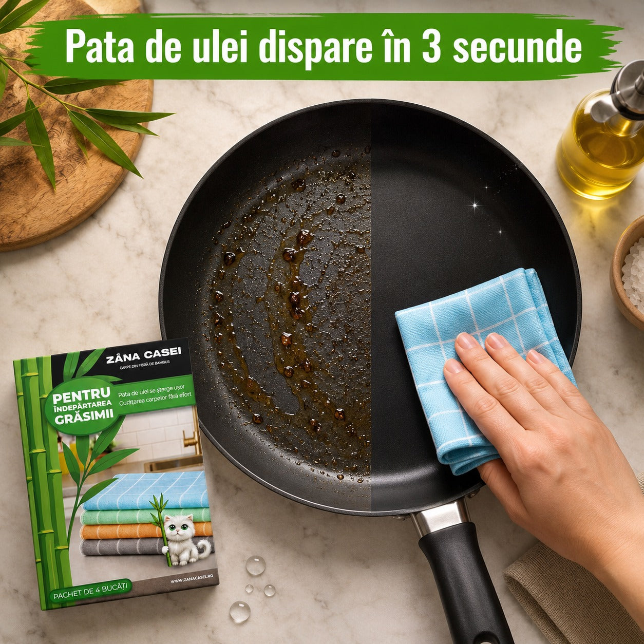 Lavete Magice Bambus Natural – Curăță Fără Chimicale, Respirabile ZanaCasei.Ro
