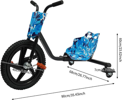 Tricicletă pentru Drift Copii, Drift Trike cu Pedale Antiderapante, Scaun Stabil, Roată Față 40 cm, Capacitate 100 kg