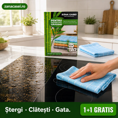 Set 4 Lavete XXL Din Fibra Naturala de Bambus, 35x35 cm – Curăță Grăsimea Fără Detergenți ZanaCasei.Ro