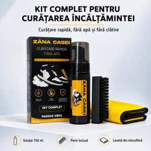 Kit Complet pentru Curățarea Încălțămintei Zâna Casei – Spumă 150 ml, Perie și Lavetă, Fără Apă
