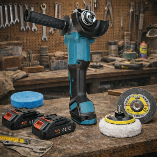 Flex Profesional Fără Fir 48V, Motor Brushless, 2 Acumulatori 5Ah, Discuri Tăiere & Polish Incluse, Cutie Transport ZanaCasei.Ro