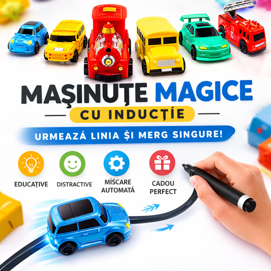 Mașinuță Magică cu Inducție – Urmează Linia Desenată, Set cu Marker și Baterii, 1 Bucată (Model Aleatoriu) MelekMag