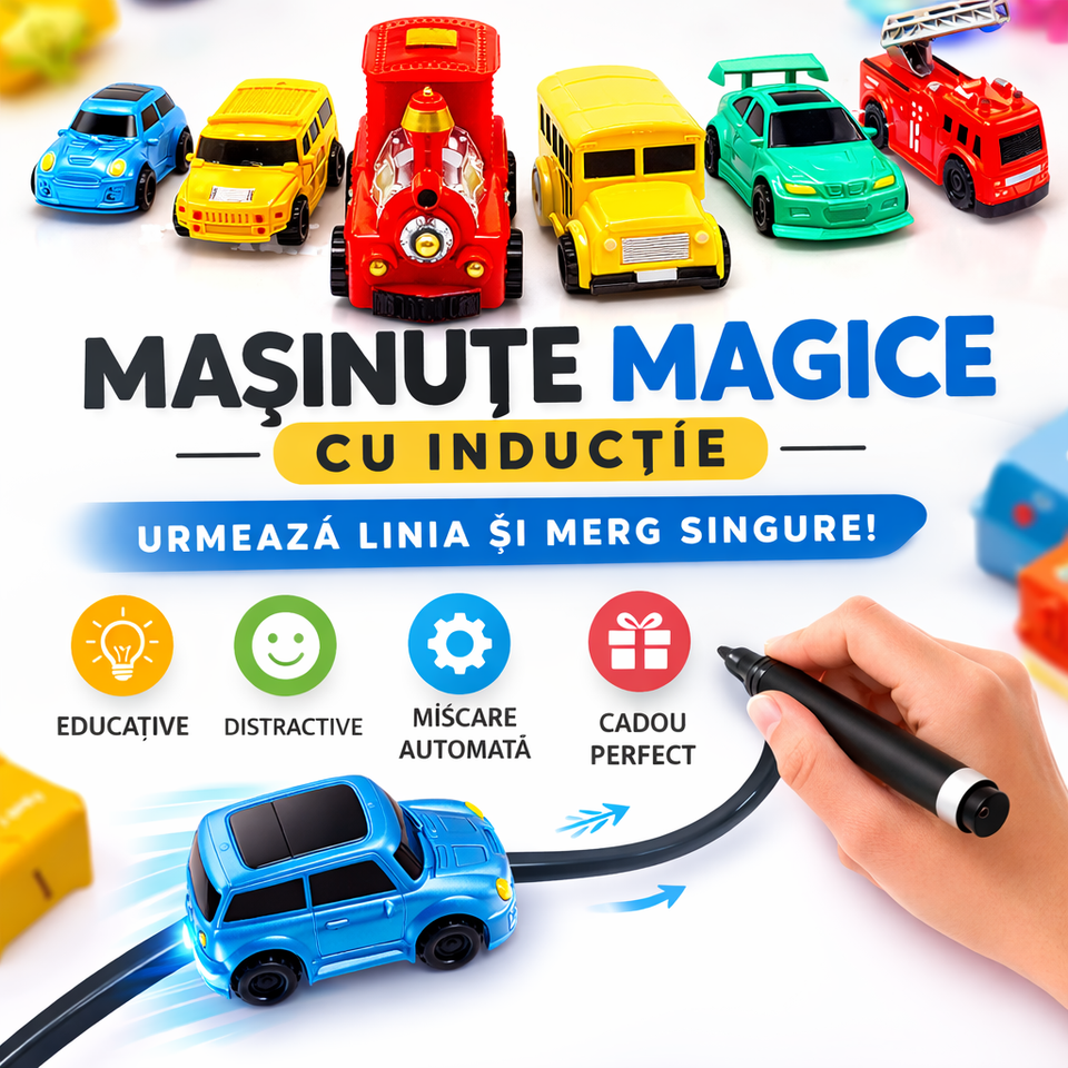 Mașinuță Magică cu Inducție – Urmează Linia Desenată, cu Senzor Optic, 1 Bucată (Model Aleatoriu)