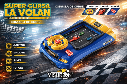 Consolă Interactivă Copii Racing Adventure – Simulator Auto cu Volan, Sunete Reale și Ecran Mecanic, Joc Educativ 3+ MelekMag