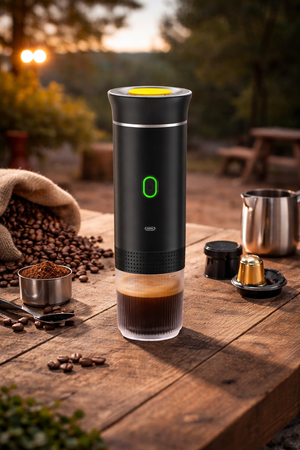 Espressor Portabil 3 în 1 – Nespresso, Dolce Gusto & Cafea Măcinată, 20 BAR, USB-C