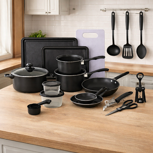 Set Bucătărie 22 Piese – Oale, Tigăi, Wok, Tăvi + Ustensile & Accesorii