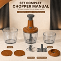Chopper Manual Premium cu 5 Lame din Inox, 2 Recipiente de 900 ml și 400 ml, Paletă pentru Creme și Sosuri ZanaCasei.Ro