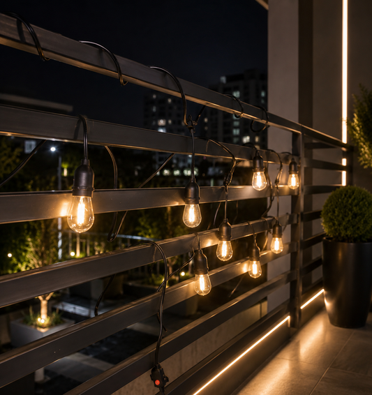 Ghirlandă Decorativă cu Panou Solar 10m – 10 Becuri LED Filament Edison, Solar+USB, IP65, 3000K ZanaCasei.Ro