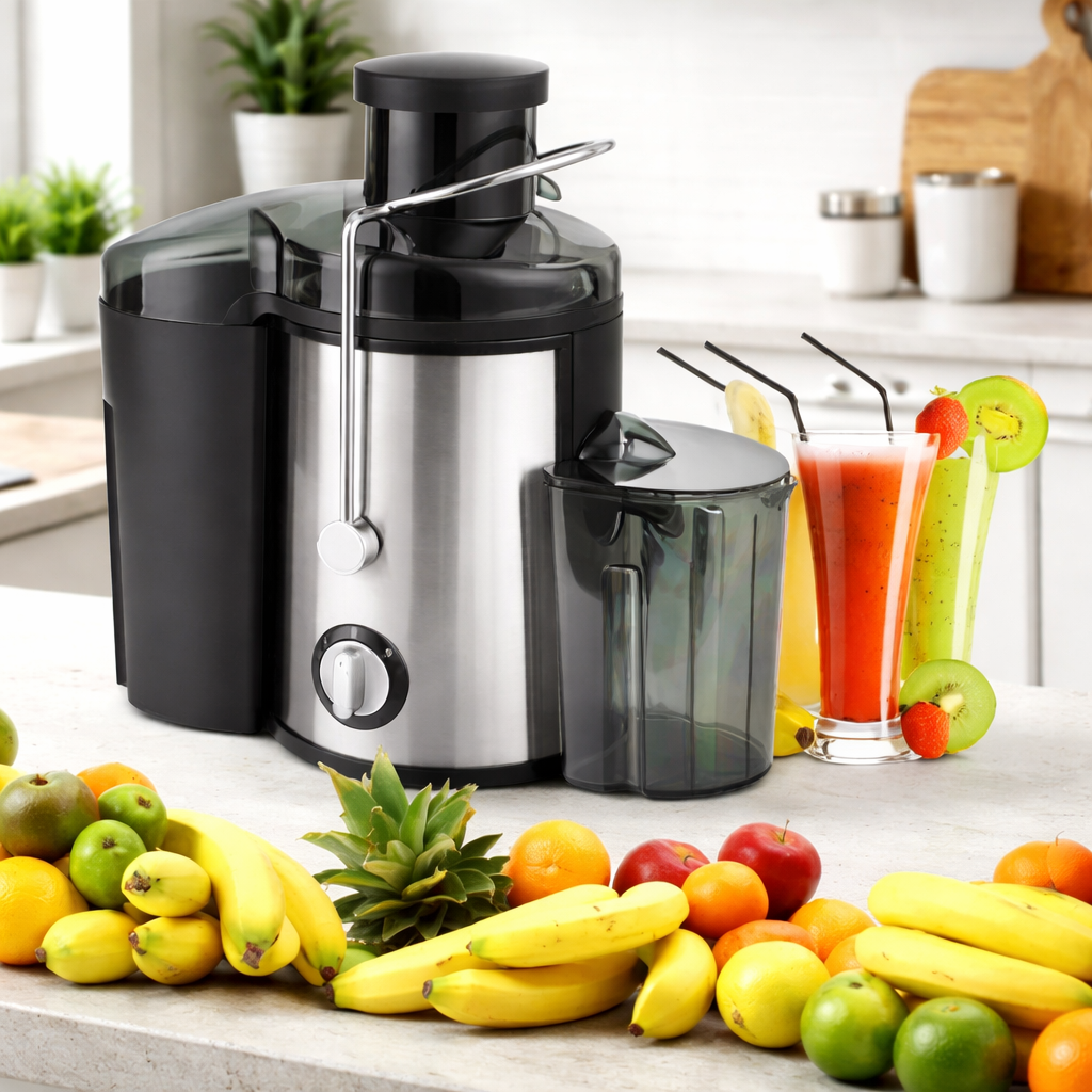 Storcător Electric Centrifugal de Fructe și Legume - 1400W si 2 Viteze, 600ml Suc ZanaCasei.Ro