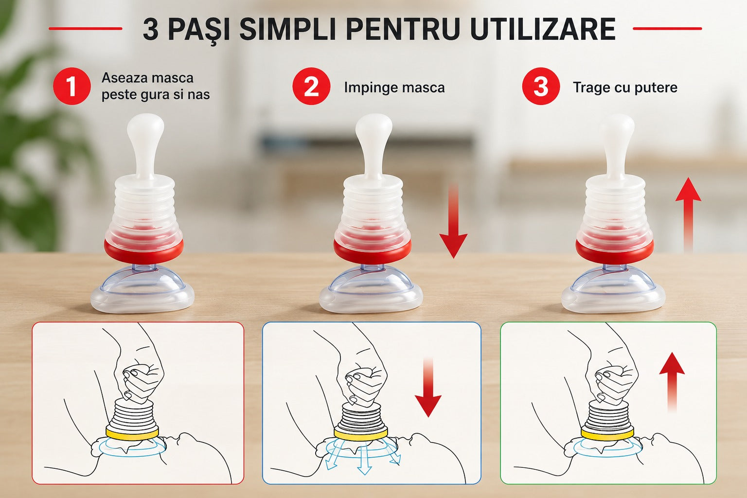 Dispozitiv Prim Ajutor LifeGuard Anti-Înec – Eliberare Căi Respiratorii, 2 Măști, Husă Inclusa ZanaCasei.Ro