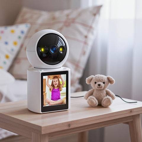 Cameră Smart Monitorizare Bebeluși Full HD 1080p, Ecran LCD 2.8 Inch, Vedere Nocturnă, Apel Video Live, Urmărire Mișcare ZanaCasei.Ro
