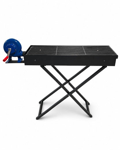 Grătar BBQ portabil cu suflantă de aer, 80 x 25 x 75 cm, grătar compact pe cărbuni pentru exterior ZanaCasei.Ro