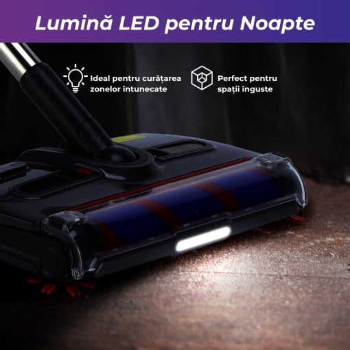 Aspirator Electric Fără Fir cu Perie Auto-Curățare – Ideal pentru Păr de Animale, Podele și Covoare ZanaCasei.Ro