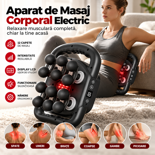 Aparat de Masaj Corporal Electric cu 12 Capete – relaxare musculară acasă