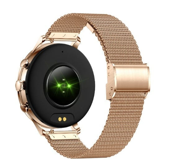 Smartwatch Femei Sunshine Gold 2 Curele Metal+Silicon - 1.39 Inch, Touch, Rotund ZanaCasei.Ro