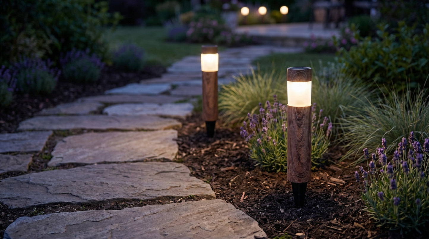 Set 2 Lămpi Solare LED pentru Grădină, Lumină Caldă 1600-2800K, IP44, 6.3 x 38.5 cm ZanaCasei.Ro