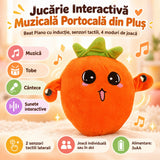 Jucărie Interactivă Muzicală Portocală din Pluș – Beat Piano cu Inducție, Senzori Tactili, 4 Moduri de Joacă, Muzică, Tobe, Cântece și Sunete, 3xAA