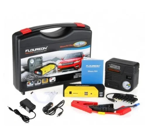 Jump starter pornire auto, acumulator 68800 mAh, USB, lanterna LED + Compresor auto ZanaCasei.Ro