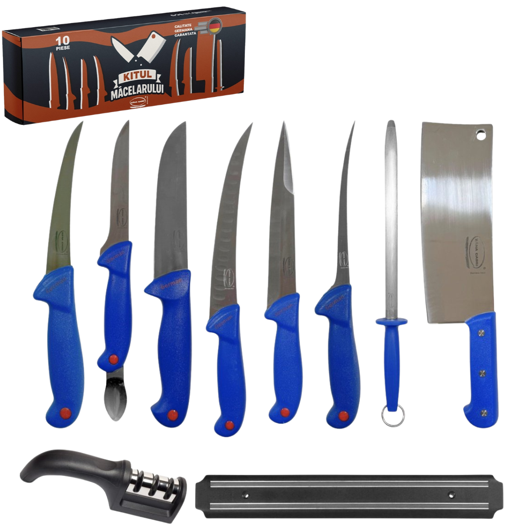 Kit ul Măcelarului - Set Complet de Cuțite Profesionale din Otel Inoxidabil ZanaCasei.Ro