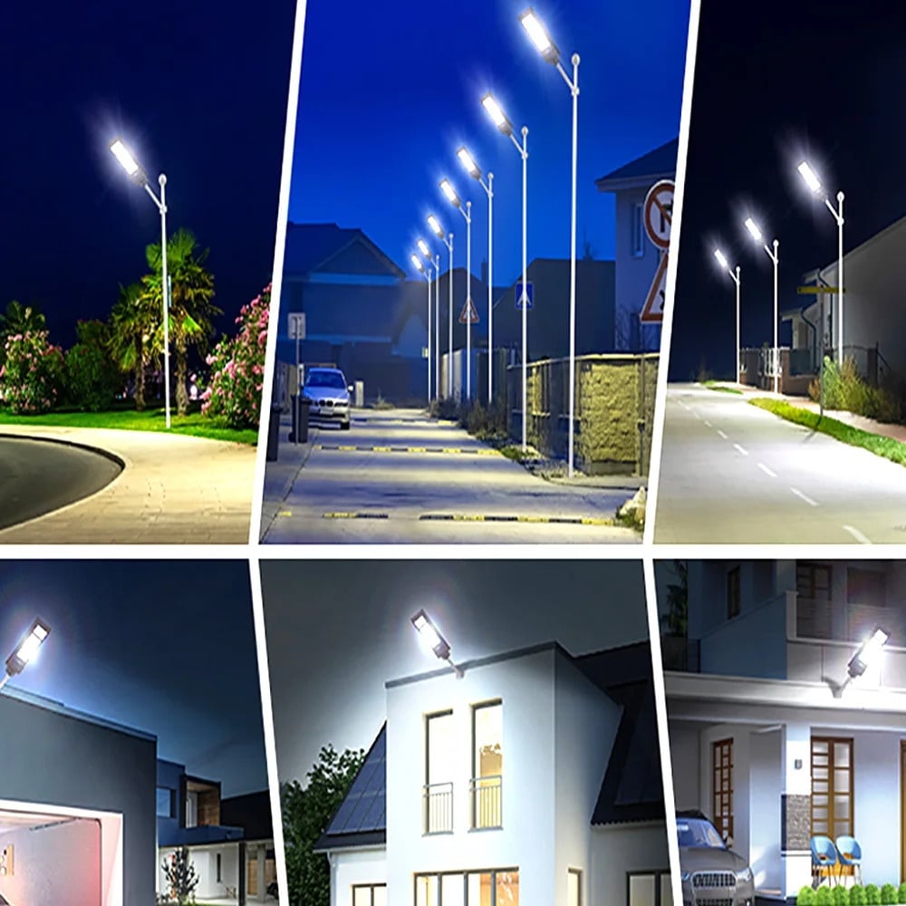 Lampă Solară Stradală cu 23 LED-uri COB, Senzor de Mișcare, Telecomandă și Protecție IP65 – Negru ZanaCasei.Ro