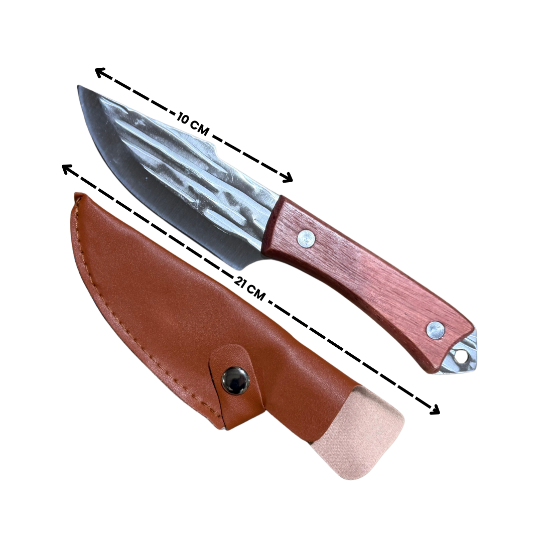 Set profesional pentru transare carne si oase ZanaCasei – Fierastrau inox 45 cm + Manusa anti-taiere + Cutit aventura Full Tang, teaca inclusa ZanaCasei.Ro