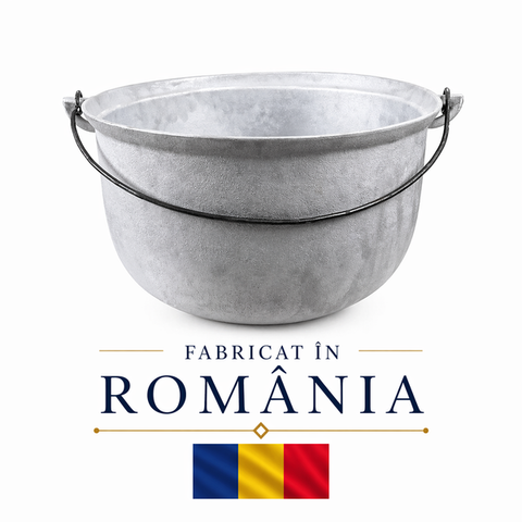 Ceaun Mare Aluminiu Alimentar 30 Litri – Fund Rotund, Foc Lemne, 25–30 Porții, Garanție 12 luni ZanaCasei.Ro