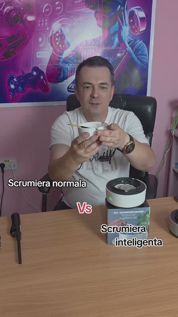 Scrumiera Electrică cu Aspirație Directă, Odorizant Inclus
