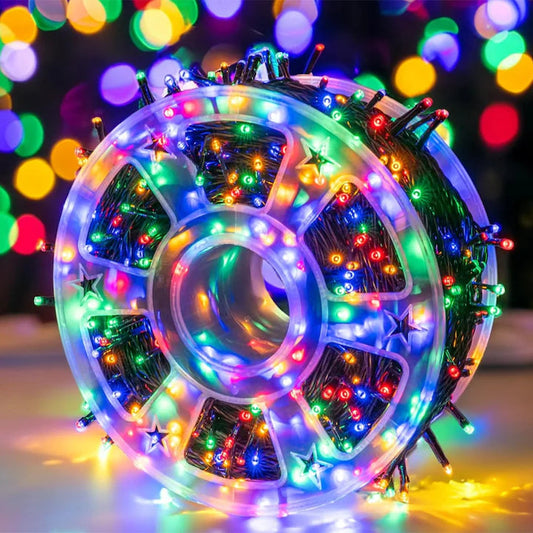 Instalație de Crăciun pentru Exterior Rola 100 m - Becuri LED, Cablu Ranforsat, Iluminat Fațade și Curți ZanaCasei.Ro