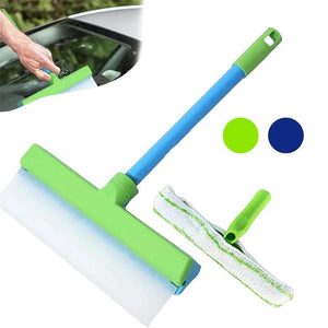 Racletă 3 în 1 pentru Geamuri – Silicon Reciclabil, Lamă Rotativă și Lavetă Microfibră
