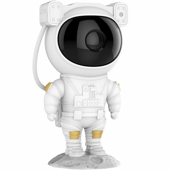 Proiector de Stele Astronaut – Lampa de Veghe cu Rotire 360°, Telecomandă și Efecte de Galaxie ZanaCasei.Ro
