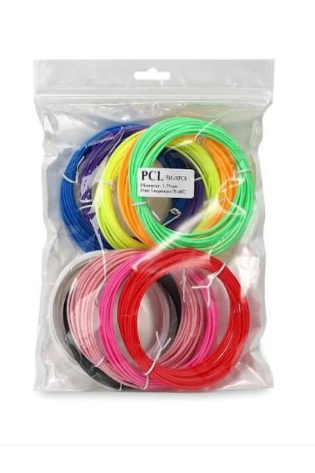 Set 10 rezerve filament PLA multicolor pentru creion 3D, 1,75 mm