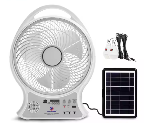 ZânaCasei – Briza Smart™: Ventilator Portabil cu Panou Solar, LED, Radio & Bluetooth ZanaCasei.Ro